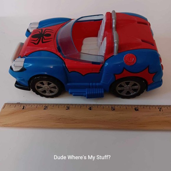 2010 MARVEL HASBRO 7" SPIDER-MAN CAR ONLY WITH SPRING LOADED RETRACTABLE WHEELS - Picture 2 of 10